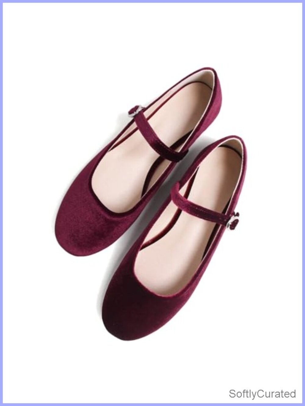 Mary Jane Flat Shoes Women Velvet Round Toe Double Strap Buckle